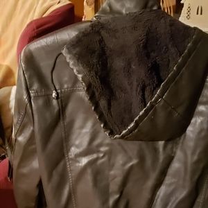 Black leather mens coat